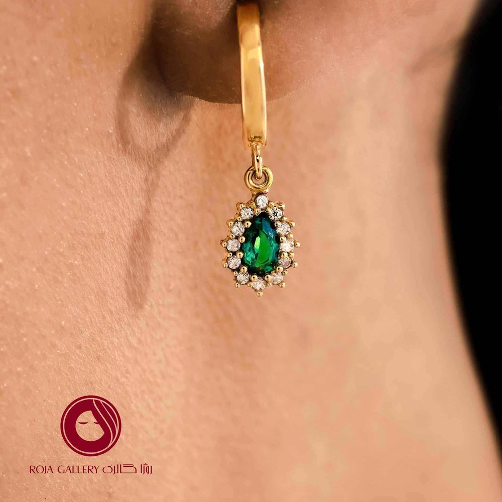 گوشواره طلا طرح جواهر اشکی