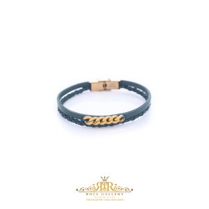 دستبند چرم و طلا کارتیه - کد V115
