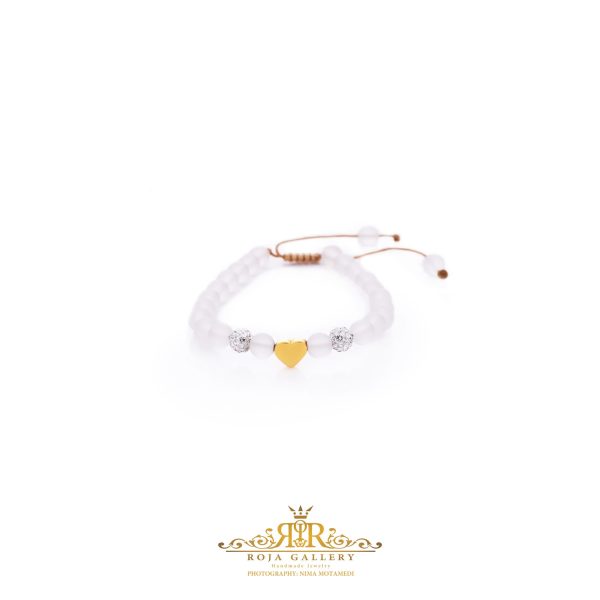 دستبند مهره و طلا طرح قلب - کد V118