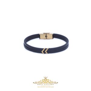 دستبند چرم و طلا مردانه - کد VM156