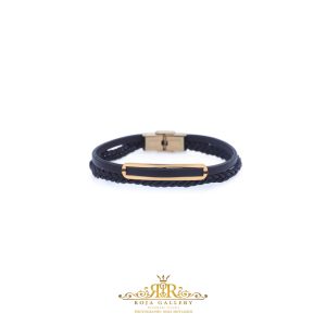 دستبند چرم و طلا مردانه - کد VM159