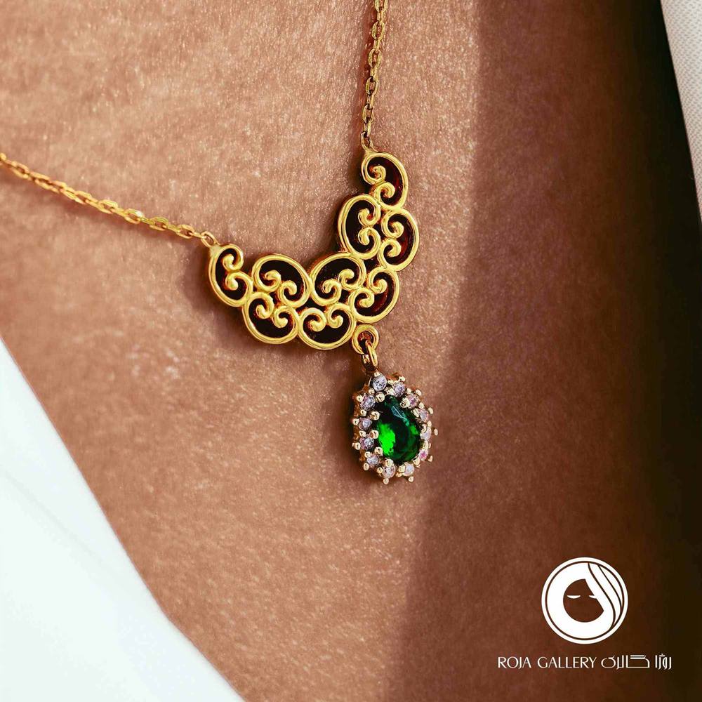 گردنبند اسلیمی طرح جواهر اشکی
